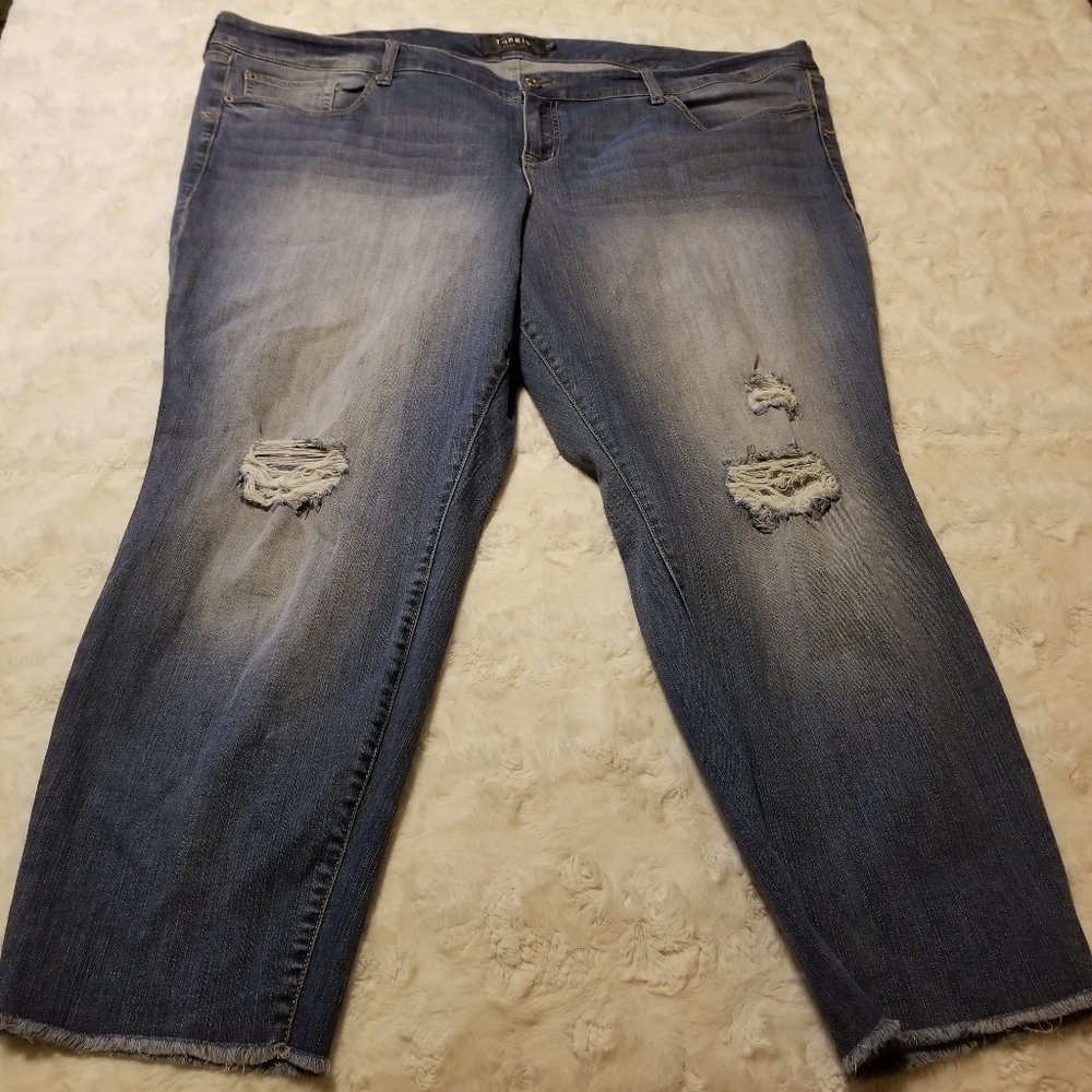 Torrid Women Jeans Size 26 Premium Denim Boyfriend Jeans Plus Distressed
